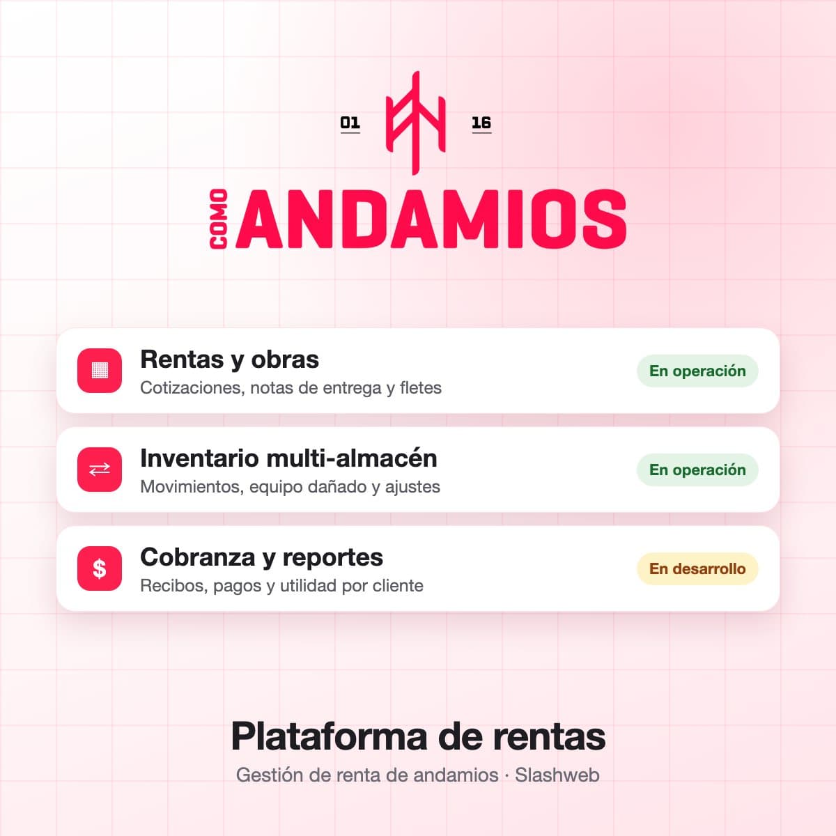 Plataforma de gestión de rentas para Como Andamios